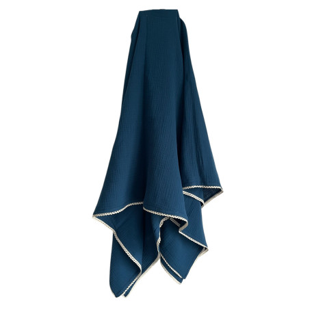 Cotton Muslin Swaddle - Navy