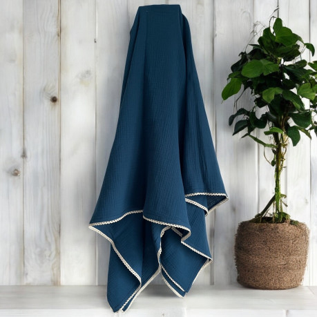 Cotton Muslin Swaddle - Navy