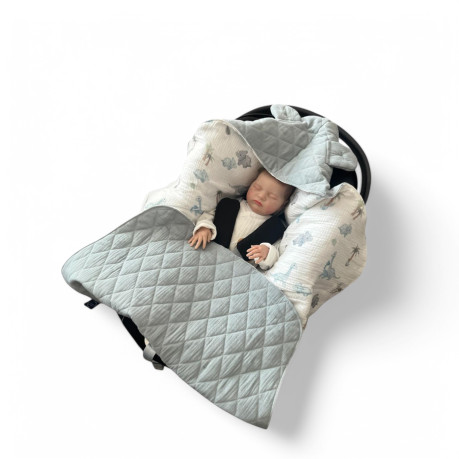 Car Seat Blanket Muslin - Khaki / Dinos