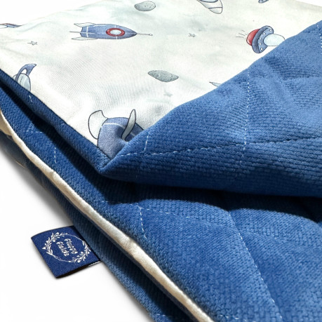 Blanket "M" Velvet - Navy / Spaceships