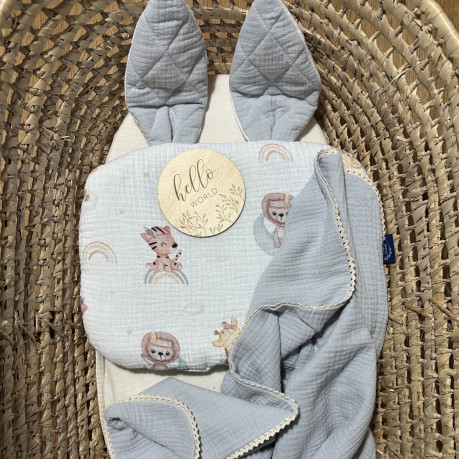 Baby Pillow Muslin - Grey / Baby Safari