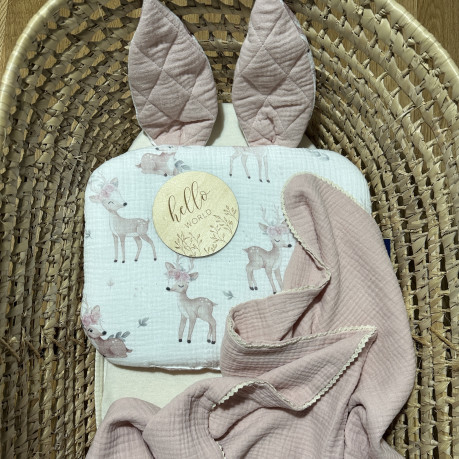 Baby Pillow Muslin - Powder Pink / Oh Deer