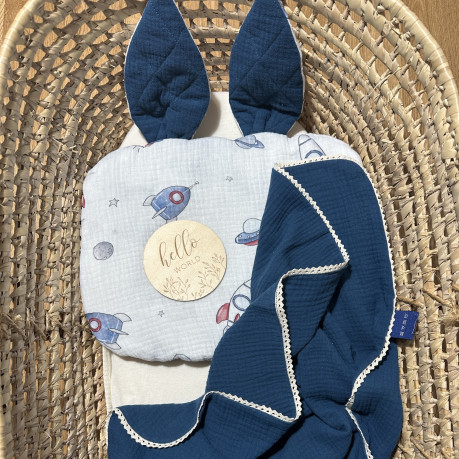 Baby Pillow Muslin - Navy / Spaceships