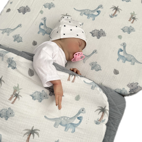 Bedding Muslin "L" - Khaki / Dinosaurs