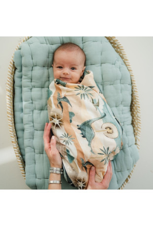 Bamboo Swaddle Fringe - Fly Me To The Moon Nude