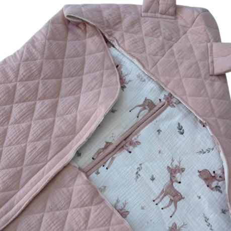 Car Seat Blanket Muslin - Powder Pink / Oh Deer