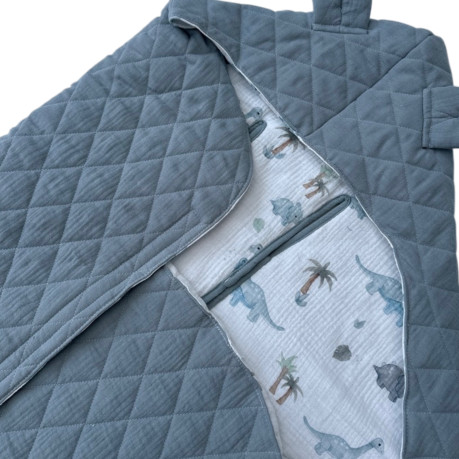 Car Seat Blanket Muslin - Khaki / Dinos