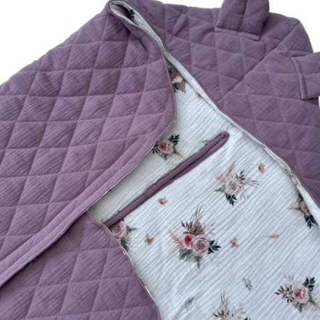 Car Seat Blanket Muslin - Lavender / Boho Flowers