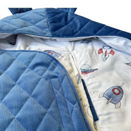 Car Seat Blanket Velvet - Royal Navy / Spaceships