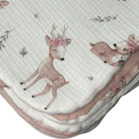 Blanket "M" Muslin - Powder Pink / Oh Deer